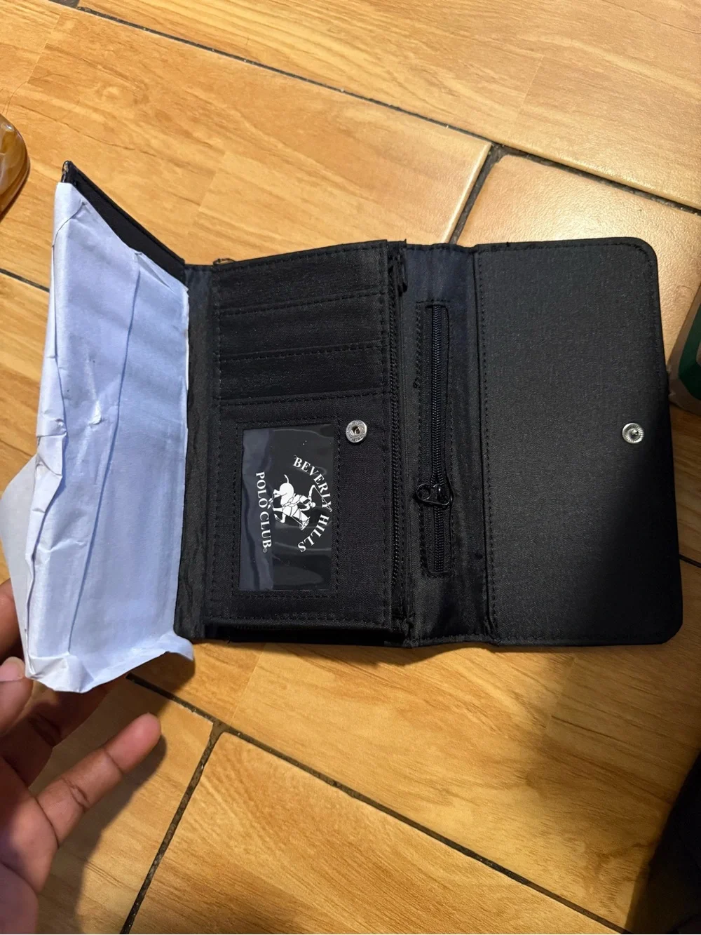 Beverly Hills Polo Club Navy and Tan Patterned Men's Card Holder